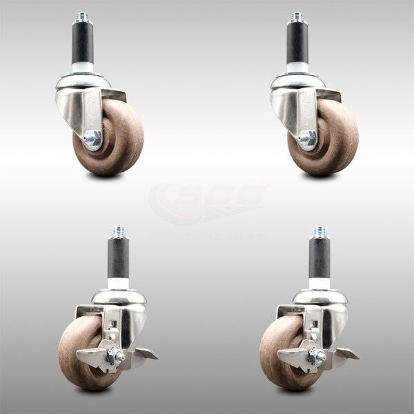 Service Caster 3.5 Inch 316SS High Temp Glass Filled Nylon 1 Inch Stem Caster Brake, 2PK SCC-SS316EX20S3514-GFNSHT-2-TLB-2-1 - main